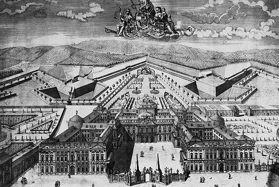 Picture: Residence with cour d'honneur gates (engraving, 1757)